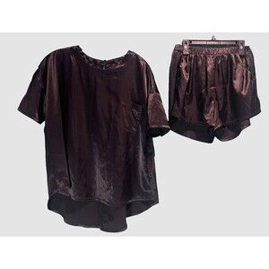 Anonymous Satin Sleep Short Set Unisex Size S Solid Black w/Satin Trim Cozycore